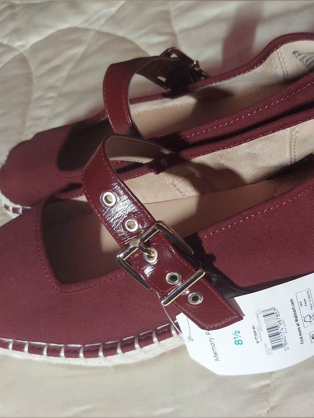 Time and Tru Women's Burgundy Mary Jane Espadrille size 8.5